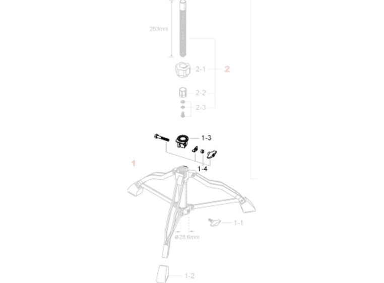 Tama HB855WN8LC, Bolt (M8X55mm), L-plate & nut til HT-stol 